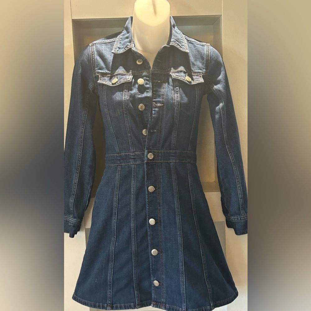 American Eagle Denim Button Down Long Sleeve Mini Dress Jumper Size 00